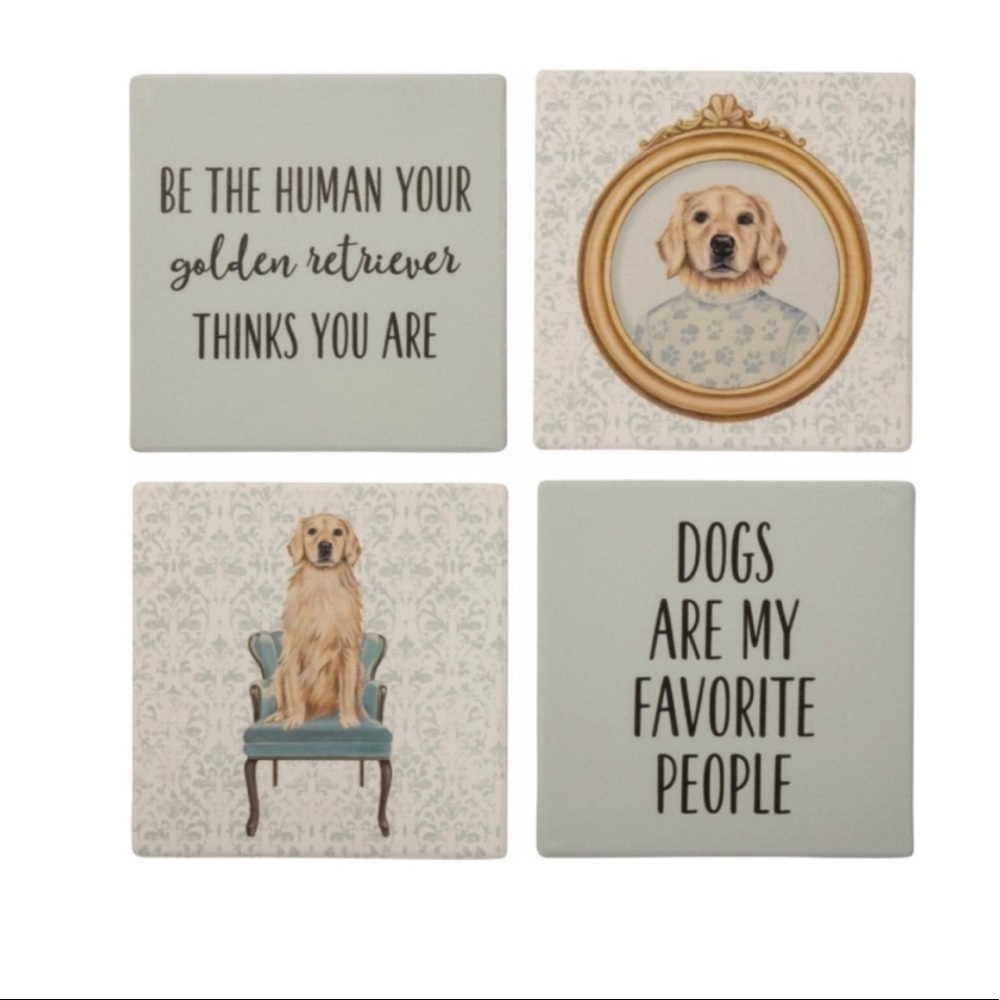 PRIMITIVES BY KATHY GOLDEN RETRIEVER COASTERS!